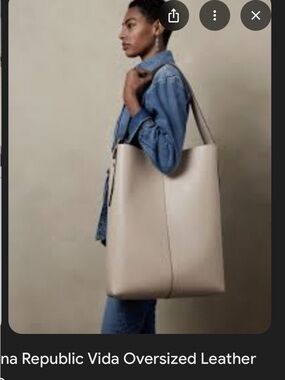 Banana Republic Oversized Leather Tote — Cream